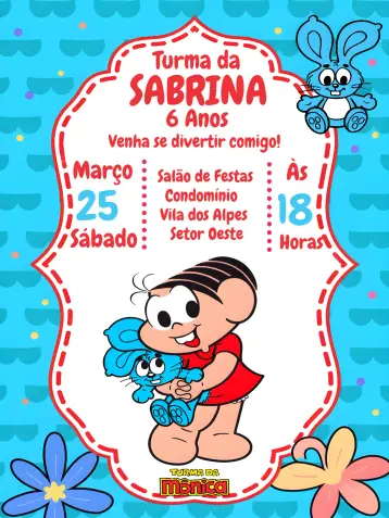 Invitación Mónica Roja editable y personalizable