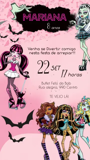 Invite Monster High editable and customizable