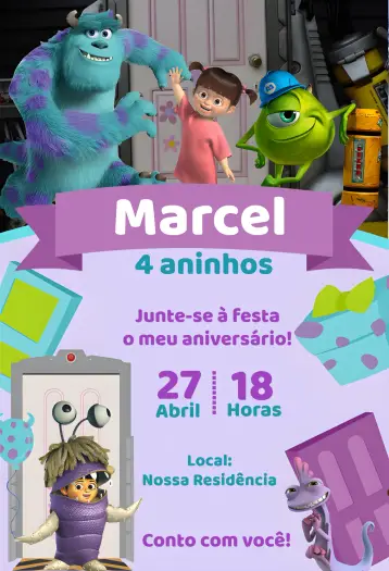 Invite Monsters Inc. Edit editable and customizable