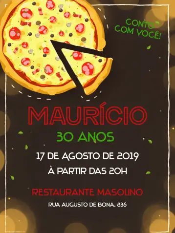Invitación En la Pizzería Noche editable y personalizable