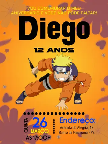 Invite Naruto Background editable and customizable