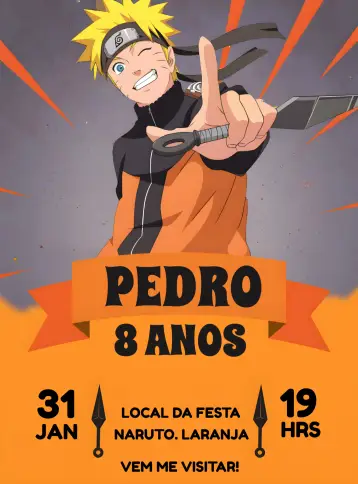 Invite Orange Naruto editable and customizable