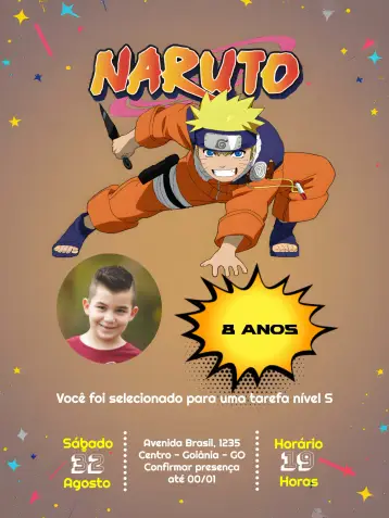 Invitación Logotipo de Naruto editable y personalizable