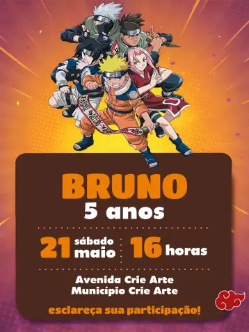 Invite Brown Ninja Naruto editable and customizable
