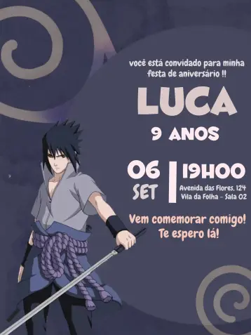 Invite Naruto Sasuke editable and customizable