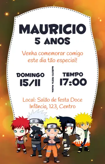 Invite Naruto Shippuden Party editable and customizable