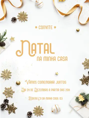 Convite Christmas Celebration para christmas gathering with friends and family. – tema commemorative dates (red and green, gold and white, vintage, modern, minimalist, rustic)