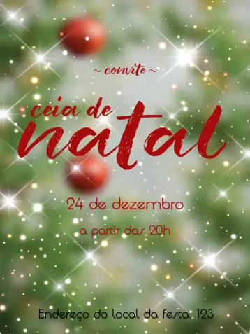 Convite Natal Festa para ideal para festas de natal e confraternizações familiares. – tema datas comemorativas (verde, vermelho, natalino, clássico, festivo, alegre)
