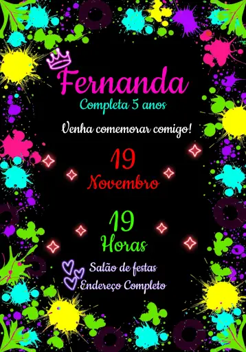 Invite Yellow Neon editable and customizable