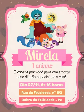 Convite O Diário De Mika Rosa para aniversário infantil. – tema mais pesquisados (rosa, lilás, listrado, branco, infantil, divertido)