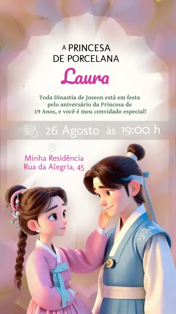 Convite O Rei De Porcelana Japão editável e personalizável