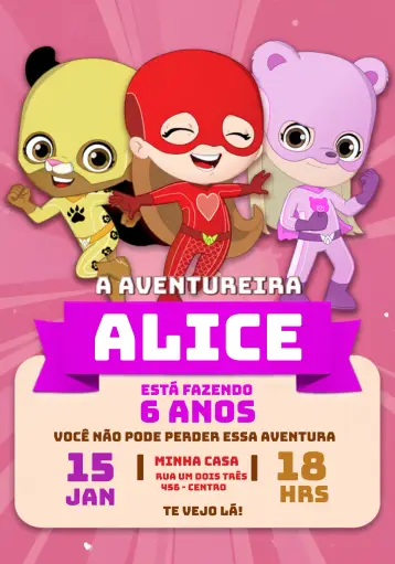 Invitación Las Aventureras Chicas Aventurera editable y personalizable