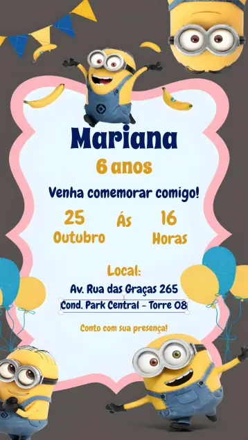 Invitación Los Minions Malvado editable y personalizable