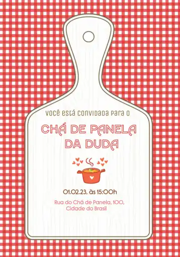 Convite Para Chá De Panela Tábua editável e personalizável