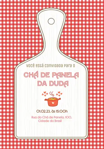 Convite Para Chá De Panela Tábua editável e personalizável