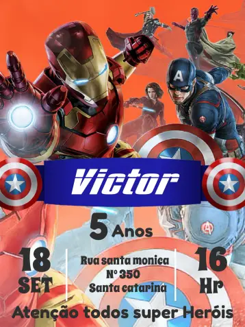 Convite Para Dos Vingadores Digital editável e personalizável
