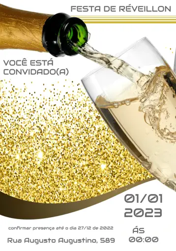 Convite Para Festa De Ano Novo Liquido editável e personalizável