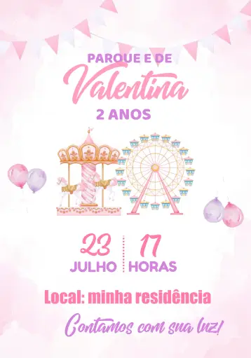 Invite Amusement Park Lilac Watercolor editable and customizable