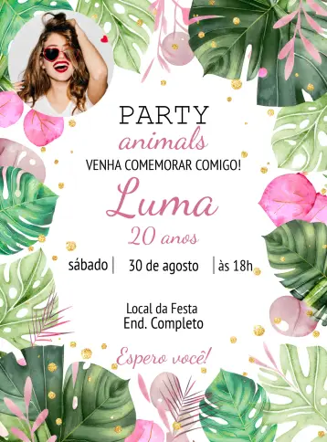 Invite Party Tropical With Glamour Photo editable and customizable