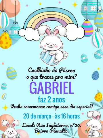 Convite Páscoa Caça editável e personalizável