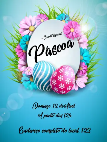 Convite Páscoa Celebração editável e personalizável