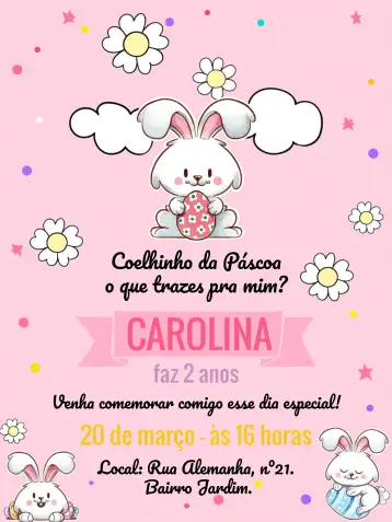 Convite Pascua Zanahoria para fiesta de pascua con amigos y familiares. – tema fechas conmemorativas (colorido, lúdico, divertido, fresco, pastel, temática de Páscoa)