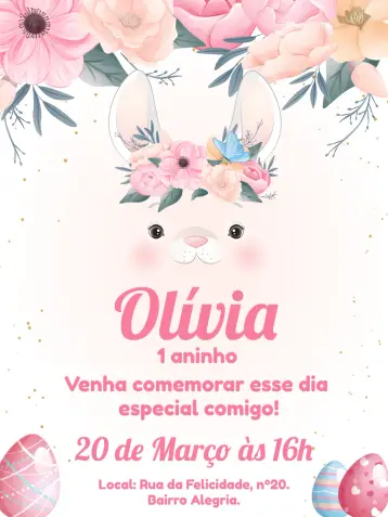 Invitación Pascua Gris editable y personalizable