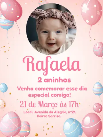 Convite Easter With Gray Photo para easter party with friends and family. – tema commemorative dates (gray, pink, white, modern, fun, childish)