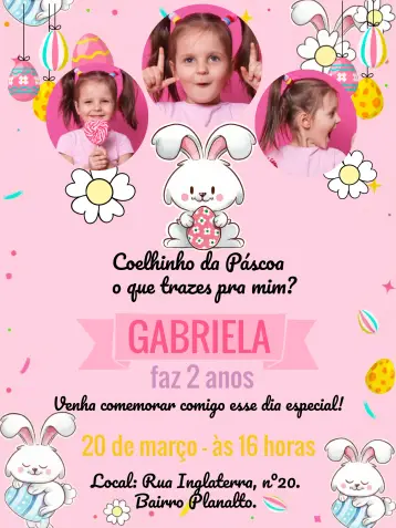 Invite Pascoa With Bunny Photos editable and customizable