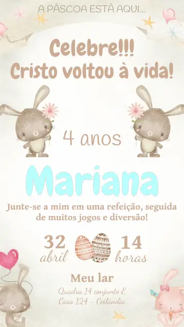 Convite Páscoa Jesus editável e personalizável