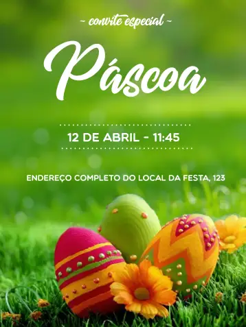 Convite Easter Eggs para easter party with friends and family. – tema commemorative dates (brown, white, colored eggs, festive style, Easter-themed graphic elements, children's theme)