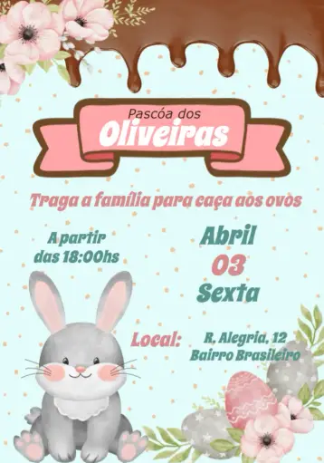 Convite Páscoa Ovos editável e personalizável