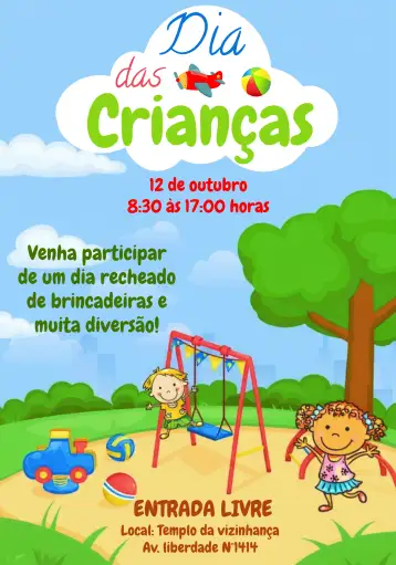 Convite Colorful Children's Day Party by Pata para children's day – tema commemorative dates (colorful, fun, childish, playful, vibrant, cheerful)