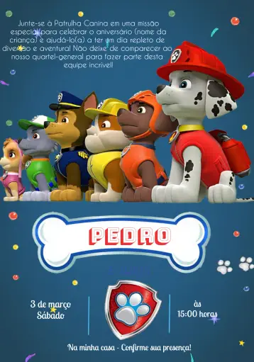 Invite Paw Patrol Png editable and customizable