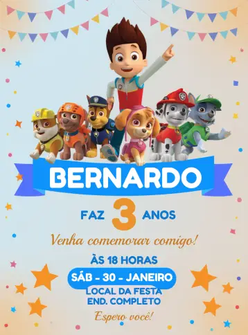 Invite Patrol Canine Skye editable and customizable