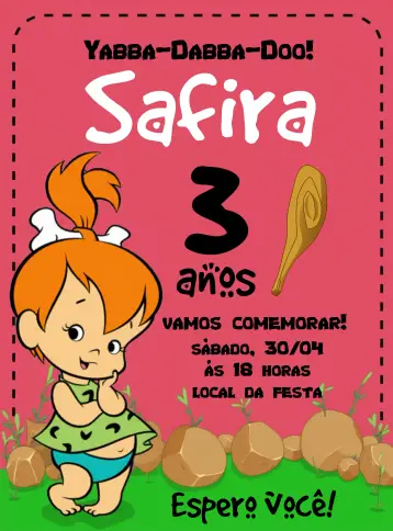 Invitación Pedrita Rosa editable y personalizable