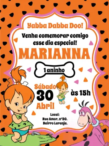 Convite Pedrita Rosa editável e personalizável