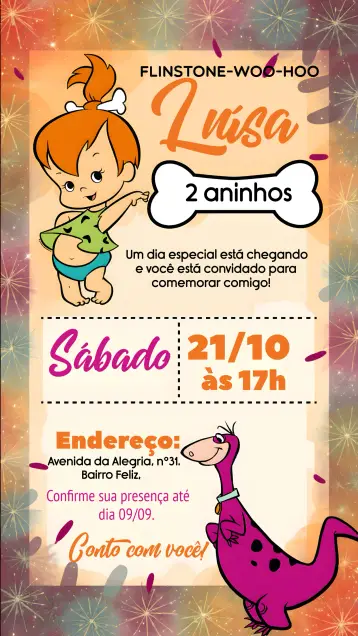 Convite Pedrita Roxo editável e personalizável