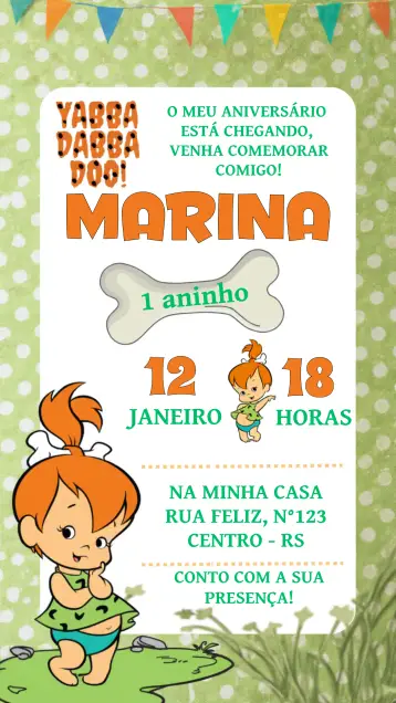 Invitación Pedrita Yaba editable y personalizable