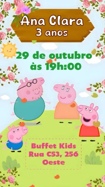 Invitación Pepa Pig editable y personalizable