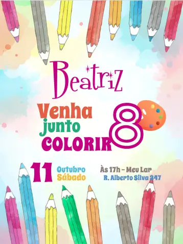 Convite Pintando O 7 Editar para aniversário com tema artístico e criativo. – tema mais pesquisados (colorido, artístico, moderno, divertido, inspirador)