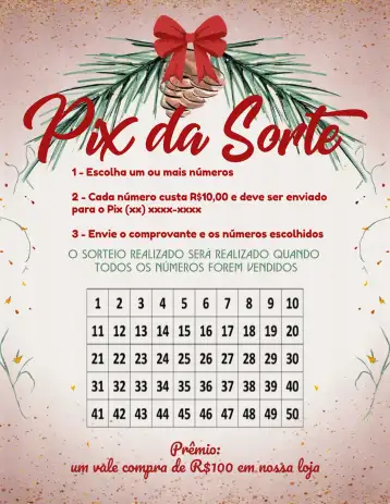 Convite Pix Da Sorte De Natal Verde editável e personalizável