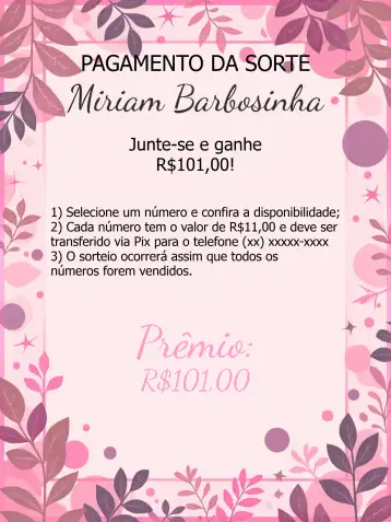 Convite Pix Da Sorte Rifa editável e personalizável