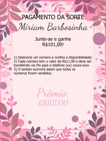 Convite Pix Da Sorte Rifa editável e personalizável