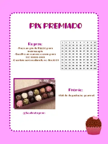 Convite Pix Awarded Digital para ideal for birthday parties and baby showers. – tema tickets (pink, white, brown, modern, fun, minimalist)