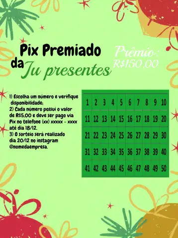 Convite Pix Awarded Christmas Art para ideal for christmas draws and raffles. – tema tickets (green, red, festive, cheerful, modern, digital)
