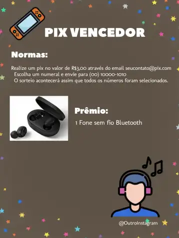 Convite Pix Premiado Números editável e personalizável