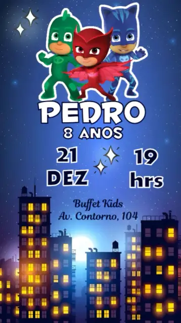 Invitación PJ Masks editable y personalizable