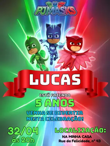 Invite Blue Pj Masks editable and customizable