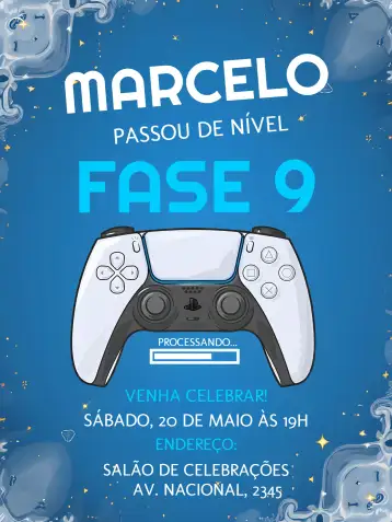 Convite Playstation 4 Verde para aniversário gamer ou festa temática de videogame. – tema mais pesquisados (moderno, tecnológico, vibrante, jogos, divertido)